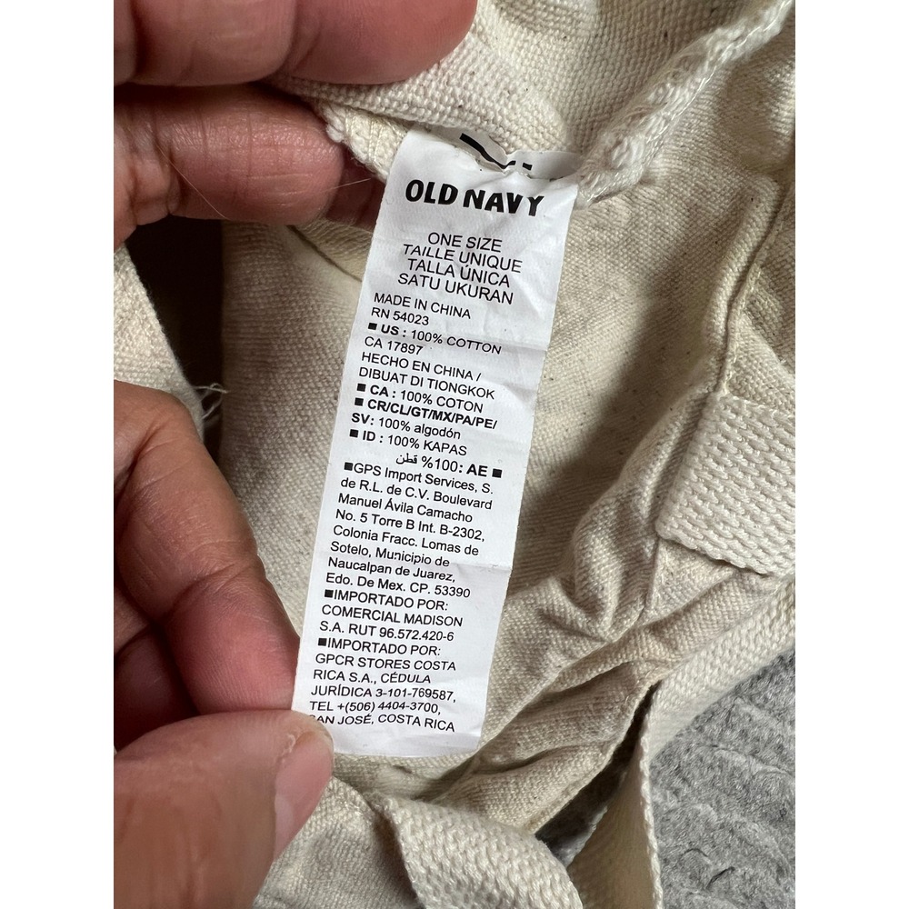 Old Navy Tote Bag Unisex OS Cream 2022 Flag Print Canvas United States of All - Picture 6 of 10